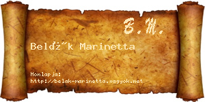 Belák Marinetta névjegykártya